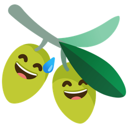 Olive and Grinning face with sweat