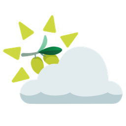 olive and sun behind cloud