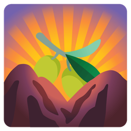 olive and sunrise over mountains