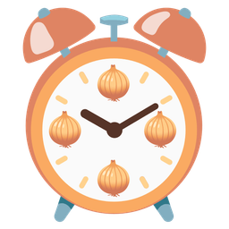 onion and alarm clock
