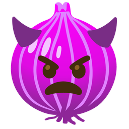 onion and angry face with horns