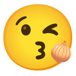 Onion and Face blowing a kiss