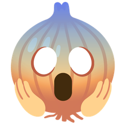 onion and face screaming in fear