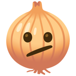 onion and face with diagonal mouth
