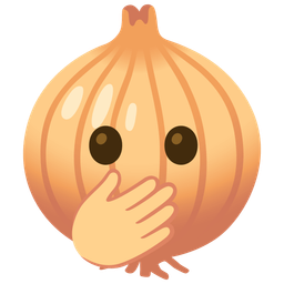 onion and face with open eyes and hand over mouth