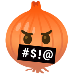 onion and face with symbols on mouth
