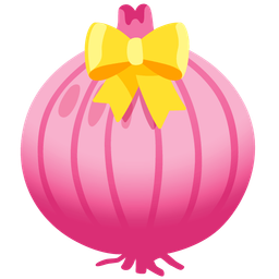 onion and heart with ribbon