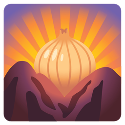 onion and sunrise over mountains