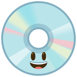 Optical disk and Grinning face with big eyes