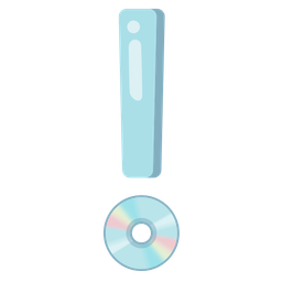 Optical disk and Red exclamation mark