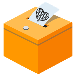 orange heart and ballot box with ballot