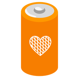 orange heart and battery