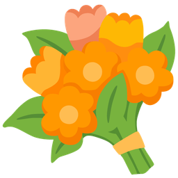 orange heart and bouquet