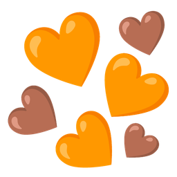 orange heart and brown heart