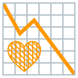 orange heart and chart decreasing