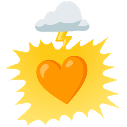 orange heart and cloud with lightning