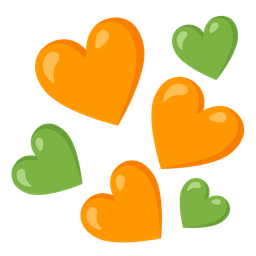 orange heart and green heart