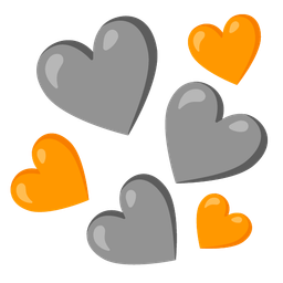 orange heart and grey heart