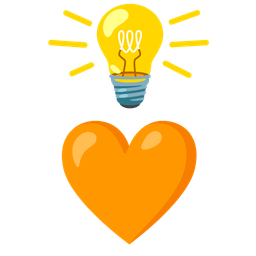 orange heart and light bulb