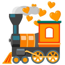 orange heart and locomotive