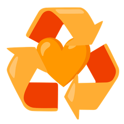 orange heart and recycling symbol