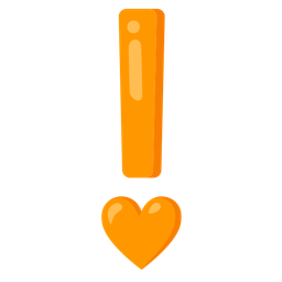 orange heart and red exclamation mark