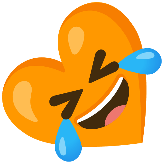 Orange heart and Rolling on the floor laughing