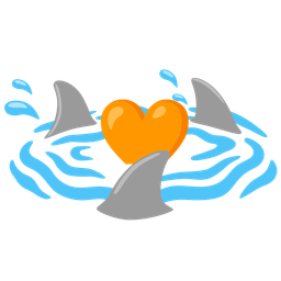 orange heart and shark
