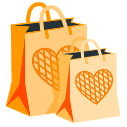 orange heart and shopping bags