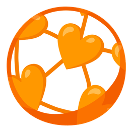 orange heart and soccer ball