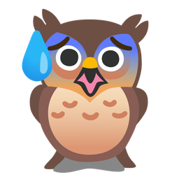 owl and anxious face with sweat