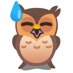 owl and downcast face with sweat