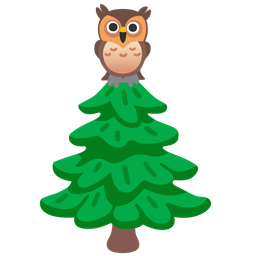 owl and evergreen tree