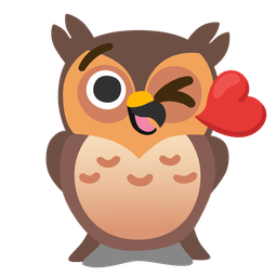 Owl and Face blowing a kiss