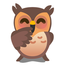 owl and face with hand over mouth