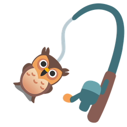 owl and fishing pole