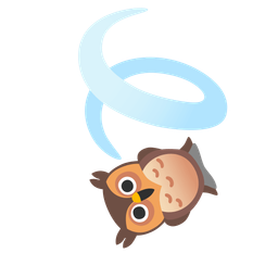 owl and leaf fluttering in wind