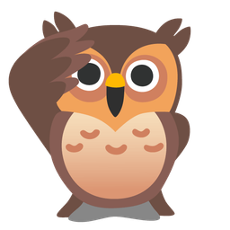 owl and saluting face