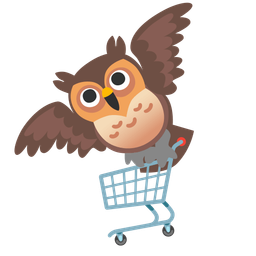 owl and shopping cart