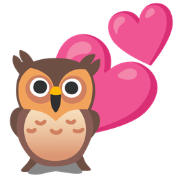 owl and two hearts