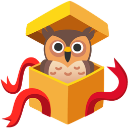 owl and wrapped gift