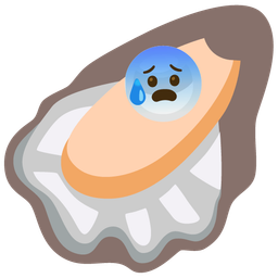 Oyster and Anxious face with sweat