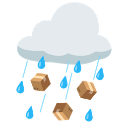 package and cloud with rain