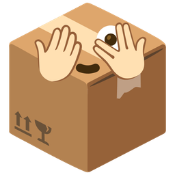 package and face with peeking eye