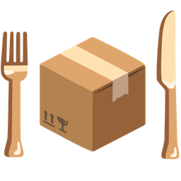 package and fork and knife with plate