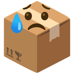 package and sad but relieved face
