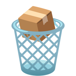 package and wastebasket