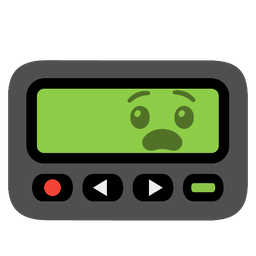 Pager and Anguished face