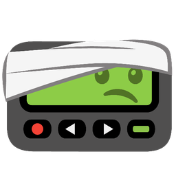 Pager and Face with head-bandage