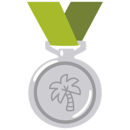 palm tree and 2nd place medal